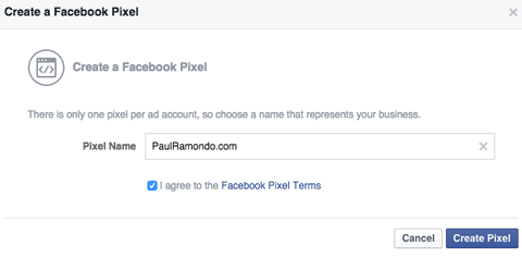 присвоение имени пикселю facebook