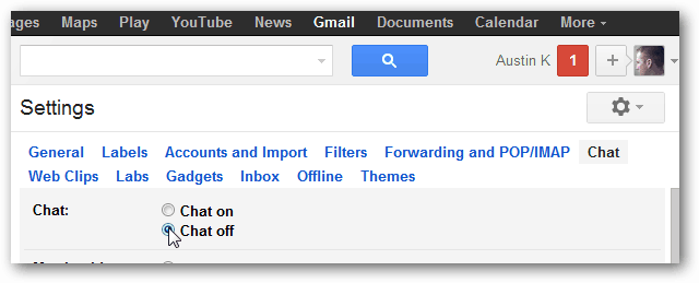 Gmail отключить чат