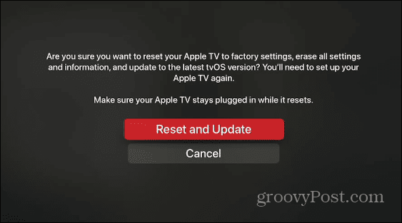 сбросить настройки Apple TV