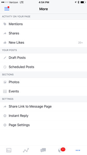 скопировать ссылку для обмена сообщениями в приложении Facebook Pages