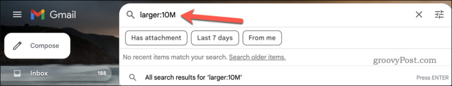 Запуск большего: поиск в строке поиска Gmail