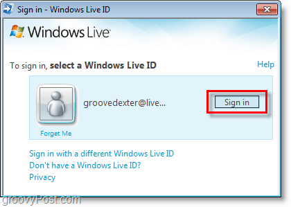войдите в Bing Bar, используя свой Windows Live ID