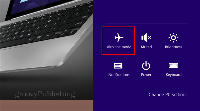 Значок режима полета в Windows 8.1