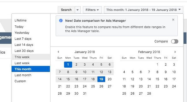 Facebook представил две новые функции отчетности в Ads Manager: Date Comparison и Creative Reporting.