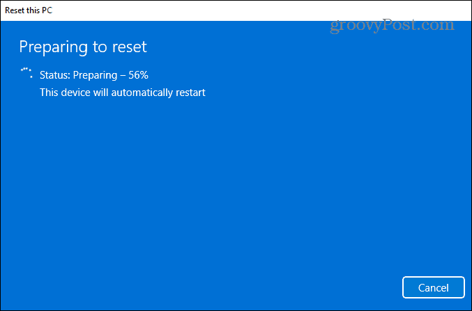 подготовка к перезапуску Windows 11