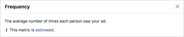 Показатель частоты рекламы в Facebook.
