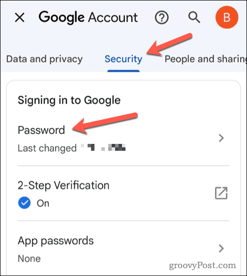 Сменить пароль Gmail на мобильном телефоне