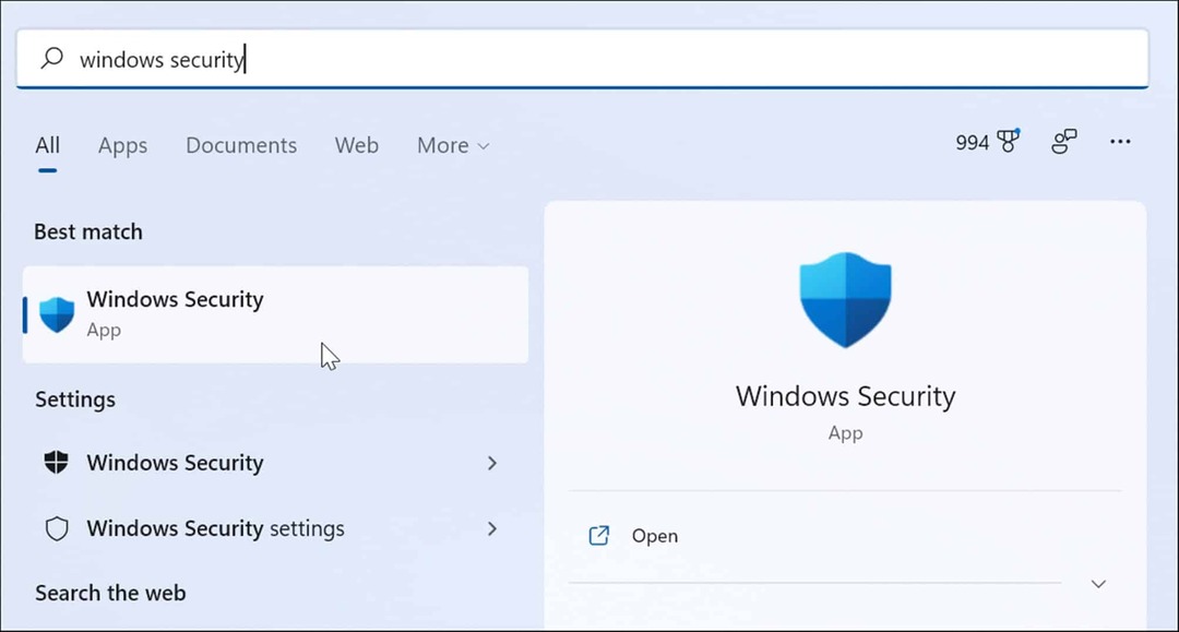 Приложение для обеспечения безопасности Windows Пуск