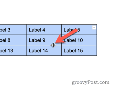 Изменение размера таблицы в Google Docs