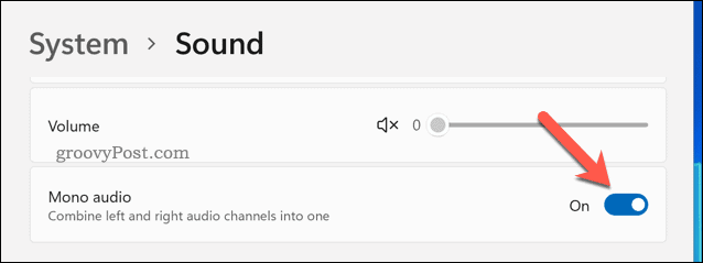 Включить монофонический звук в Windows 11