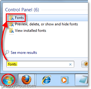 получить доступ к панели управления шрифтами в Windows 7 