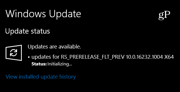Выпуск Windows 10 Insider Preview, сборка 16232.1004, только незначительное обновление
