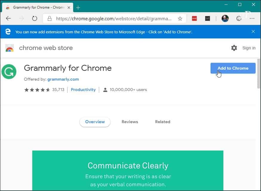 5 Установите расширение Chrome Chrome Интернет-магазин Edge