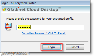 предложено ввести только что созданный пароль