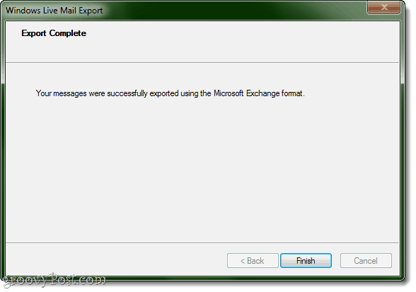 Экспорт в Outlook из Windows Live Mail завершен!
