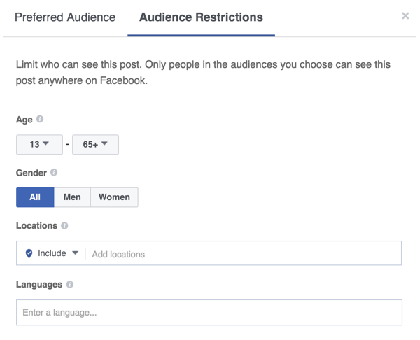 Вы также можете сузить видимость своего сообщения в Facebook.