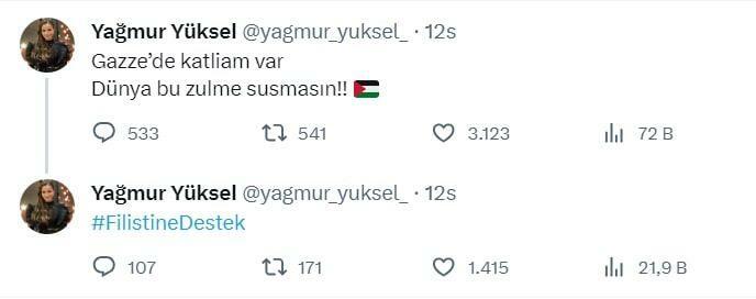 Ягмур Юксель разделяет поддержку Палестины