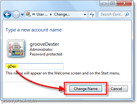 создать новое имя учетной записи для Windows 7