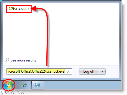 Снимок экрана - запуск программы восстановления Outlook 2007 SCANPST