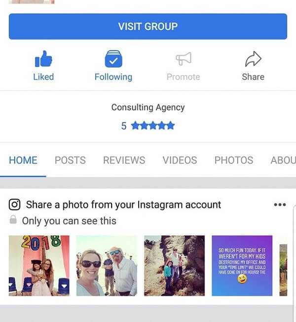Мобильное приложение Facebook теперь предлагает фотографии из Instagram для публикации на странице.