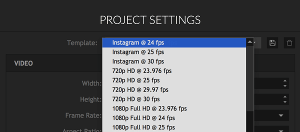 HitFilm Express предлагает шаблон для создания квадратного видео в Instagram.