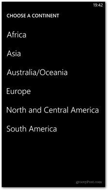 Windows Phone 8 доступных карт континента
