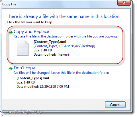 заменить XML-файлы в Windows 7