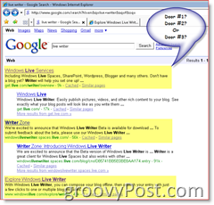 Изображение результатов поиска Google для Windows Live Writer