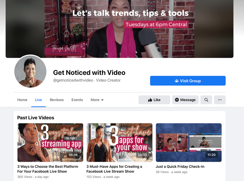 снимок экрана целевой страницы YouTube-канала @ getnoticedwithvideo с различными видео с советами, приемами и тенденциями применительно к онлайн-видео