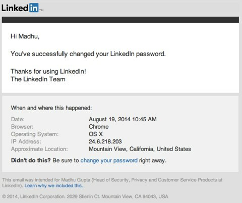 изменение пароля linkedin