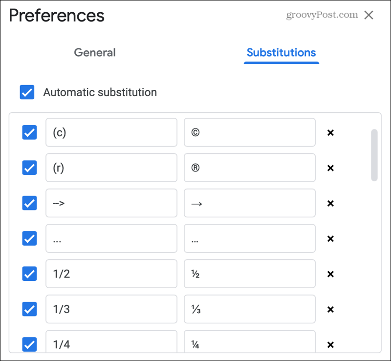 Подстановки в Google Документах