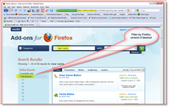 Фильтровать результаты поиска дополнений Firefox
