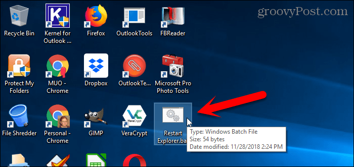 Запустить пакетный файл на рабочем столе Windows 10