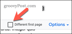 Google Docs Другая опция для первой страницы