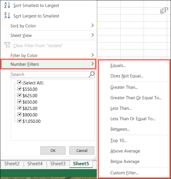 Фильтр по условию в Excel