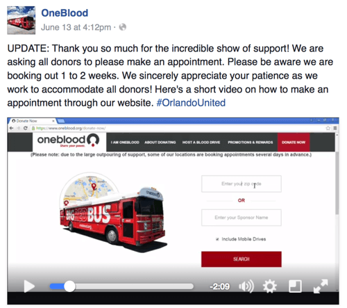 Oneblood видео на Facebook