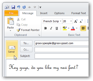 пользовательские шрифты в Outlook 2010