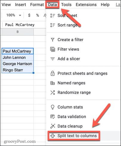 Разделение текста в Google Sheets