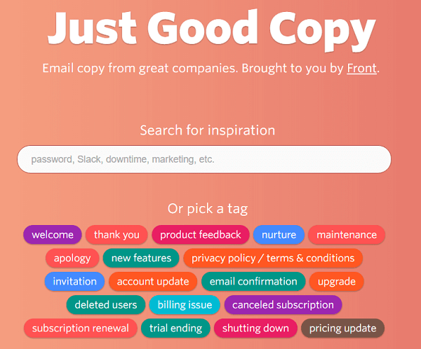 Just Good Copy дает вам образцы электронных писем, которые помогут вам начать работу.