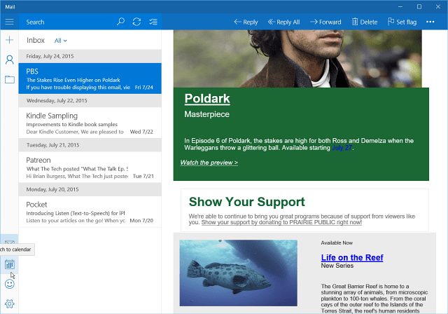 Приложение Входящие Почта Windows 10