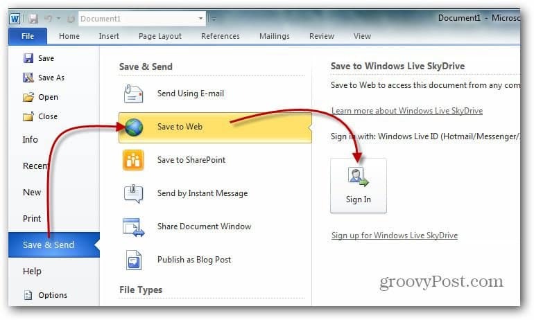 Как подключить сетевой диск к Windows Live Skydrive с помощью Office 2010