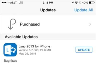 Обновление Lync для iPhone