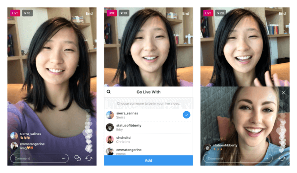 Instagram тестирует возможность делиться прямой трансляцией с другим пользователем.