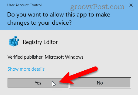 Диалоговое окно контроля учетных записей в Windows 10