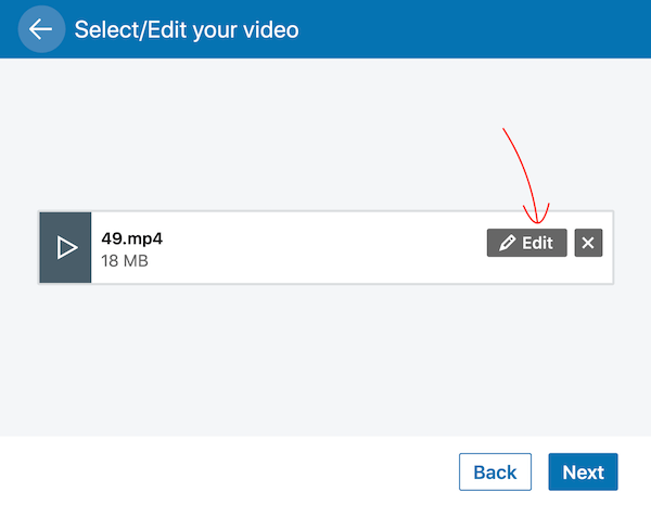 Кнопка редактирования в видеопубликации LinkedIn