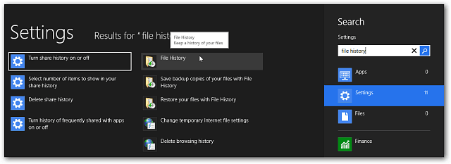 Как включить историю файлов Windows 8