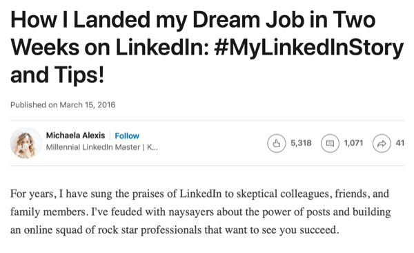 Пример публикации в LinkedIn.