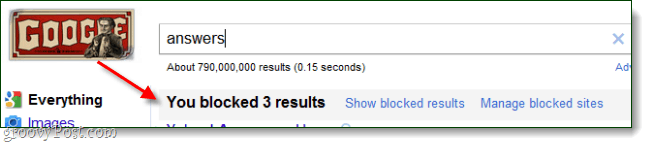 Поиск в Google 3 заблокированных результатов