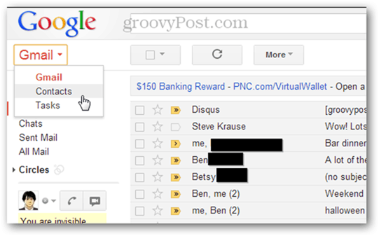 импортировать несколько контактов в Gmail