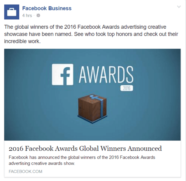 Награды facebook 2016